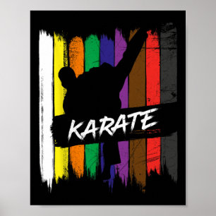 Karate Band Kleuren Silhouet Martial Arts Ontwerp  Poster