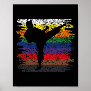 Karate Band Kleuren Silhouet Vechtkunst Mannen Jon Poster