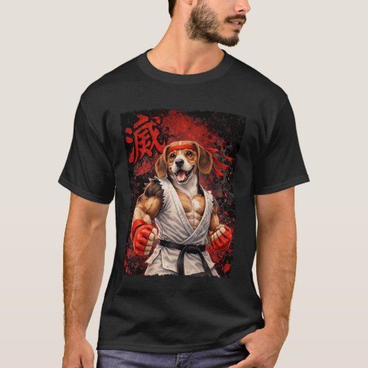 Karate Beagle Hond Vechtersbaas T-shirt (Voorkant)