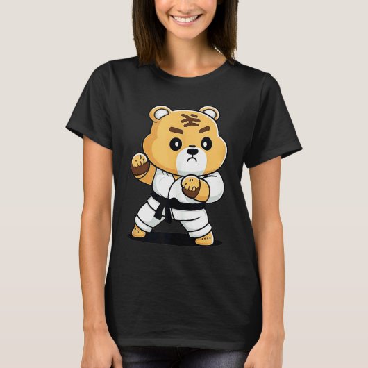 Karate Bear in Keikogi Japanese Karateka Bear Tan T-shirt (Voorkant)