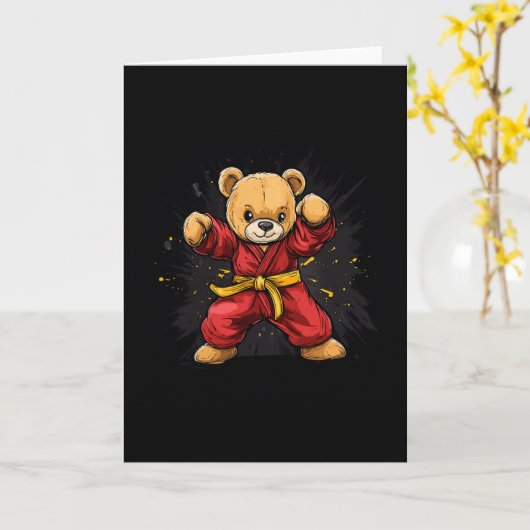 Karate Bear With Power And Precision For Kids Kaart (Gele Bloem)