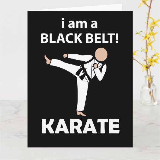 Karate ben ik Een Zwarte Band Karate Kaart (Gele Bloem)