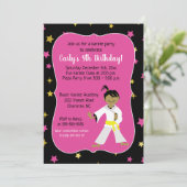 Karate Birthday Invitation Yellow Belt Kaart (Staand voorkant)