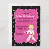 Karate Birthday Invitations Oranje Belt Girl Kaart (Voorkant)