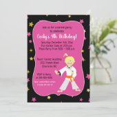 Karate Birthday Invitations Oranje Belt Girl Kaart (Staand voorkant)