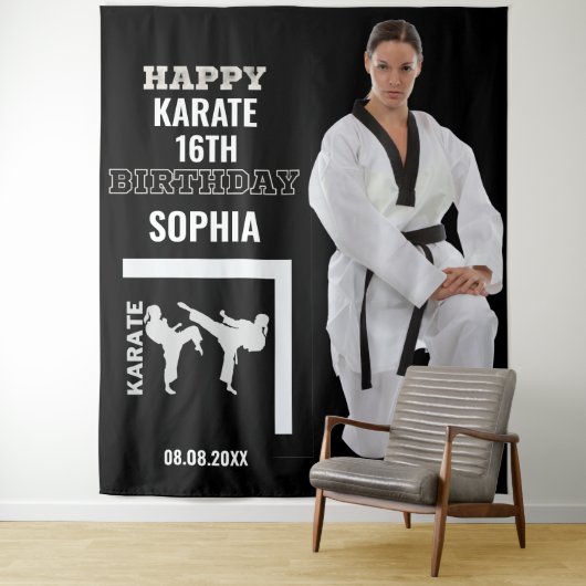 Karate Birthday, Karate Girl Player Backdrops Wandkleed (In situ)