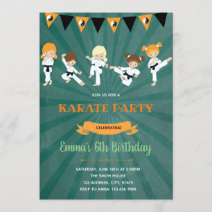 Karate Birthday Party Invitation Kaart