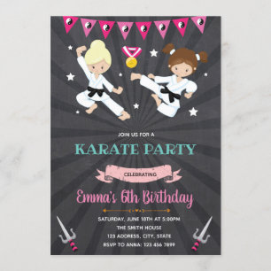 Karate Birthday Party Invitation Kaart