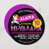 Karate Birthday Party Invitation Red Invitation Kaart (Voorkant / Achterkant)