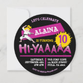 Karate Birthday Party Invitation Red Invitation Kaart (Voorkant)