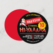 Karate Birthday Party Invitation Red Invitation Kaart (Voorkant / Achterkant)