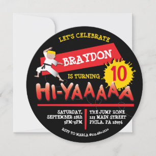 Karate Birthday Party Invitation Red Invitation Kaart