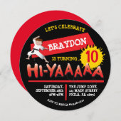 Karate Birthday Party Invitation Red Invitation Kaart (Voorkant / Achterkant)