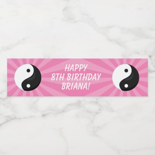 Karate Birthday Party Water Flactle Label Girl Waterfles Etiket (Enkel label)