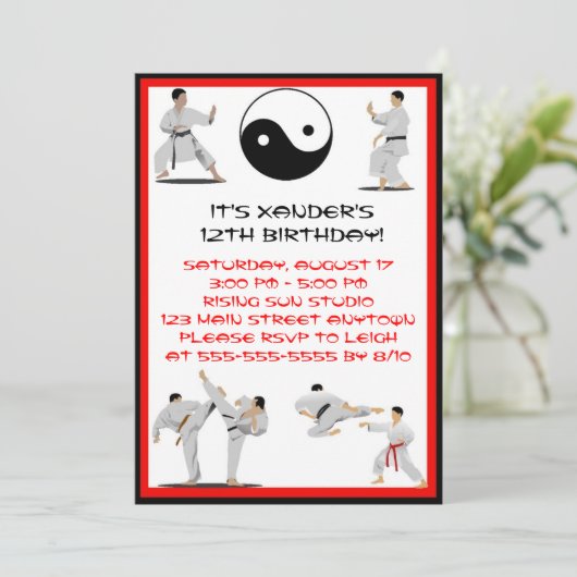 Karate Birthday Uitnodiging (Staand voorkant)