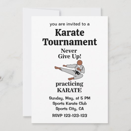 Karate Black Belt Martial Arts Toernooi Kaart (Voorkant)
