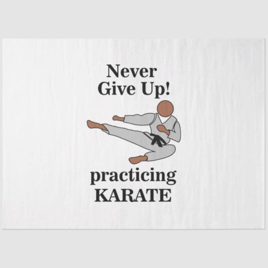 Karate Black Belt nooit opgeven vechtsporten Tissuepapier (Voorkant)