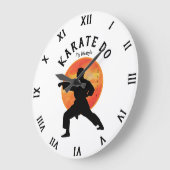 Karate Black Silhouette & Rising Sun Martial Arts Grote Klok (Hoek)