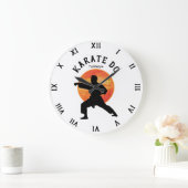 Karate Black Silhouette & Rising Sun Martial Arts Grote Klok (Huis)