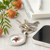 Karate Black Silhouette Rising Sun Martial Arts Sleutelhanger (Zijkant)