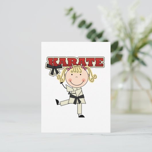 KARATE - Blond Girl T-shirts en cadeautjes Briefkaart (Staand voorkant)