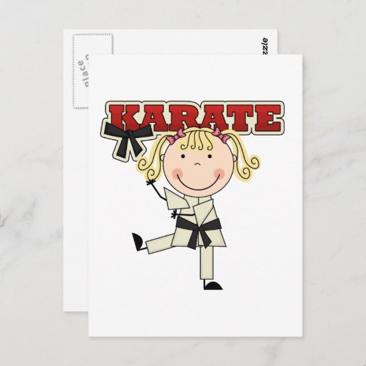 KARATE - Blond Girl T-shirts en cadeautjes Briefkaart (Voorkant / Achterkant)