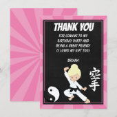 Karate Blond Haar Meisje Feest Bedankkaart  Kaart (Voorkant / Achterkant)