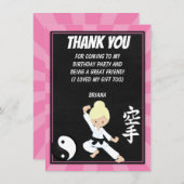 Karate Blond Haar Meisje Feest Bedankt Kaart  (Voorkant / Achterkant)