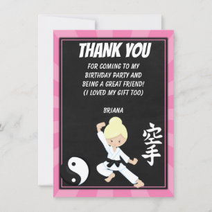 Karate Blond Haar Meisje Feest Bedankt Kaart