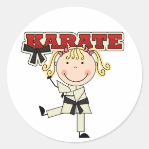 KARATE - Blond Meisje T-shirts en geschenken Ronde Sticker