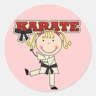KARATE - Blond Meisje T-shirts en geschenken Ronde Sticker