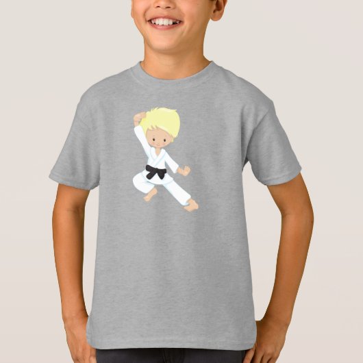 Karate Boy, Cute Boy, Black Belt, Blond haar T-shirt (Voorkant)