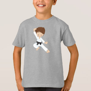 Karate Boy, Cute Boy, Black Belt, Brown Hair T-shirt
