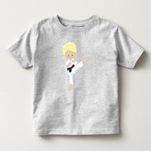 Karate Boy, Cute Boy, Blond Hair, Zwarte Band Kinder Shirts