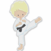 Karate Boy, Cute Boy, Blond Hair, Zwarte Band Sticker (Voorkant)