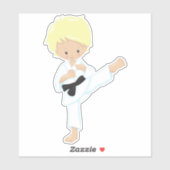 Karate Boy, Cute Boy, Blond Hair, Zwarte Band Sticker (Vel)