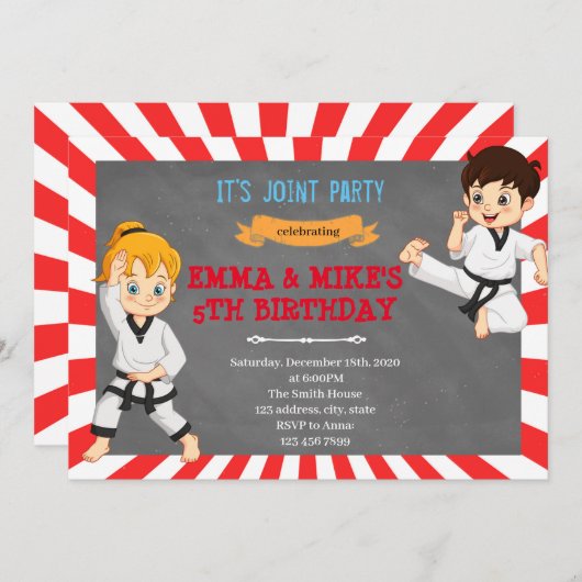 Karate boy girl joint kaart (Voorkant / Achterkant)