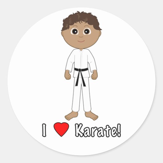 Karate Boy: Ik hou van karate Ronde Sticker (Voorkant)