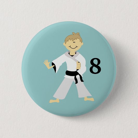 KARATE BOY Personalized Birthday Button (Voorkant)