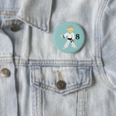 KARATE BOY Personalized Birthday Button (In situ)