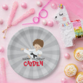 Karate boy rood Martial Arts Verjaardagspapier Bor Papieren Bordje (Feest)