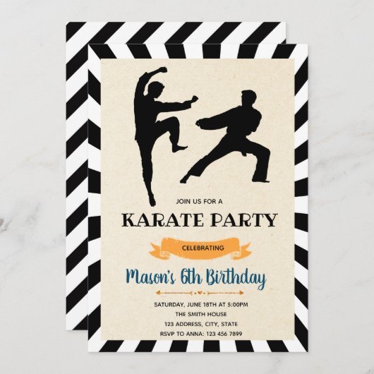 karate boy verjaardagskaart kaart (Voorkant / Achterkant)