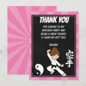 Karate Bruin Haar Meisje Feestje Dank Je Kaart (Voorkant / Achterkant)