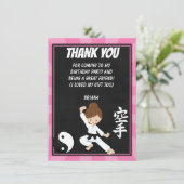 Karate Bruin Haar Meisje Feestje Dank Je Kaart (Staand voorkant)