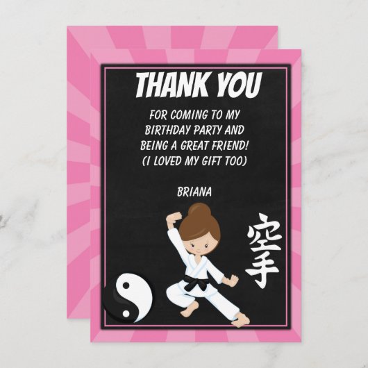 Karate Bruine Haren Meisje Verjaardag Dank Kaart (Voorkant / Achterkant)