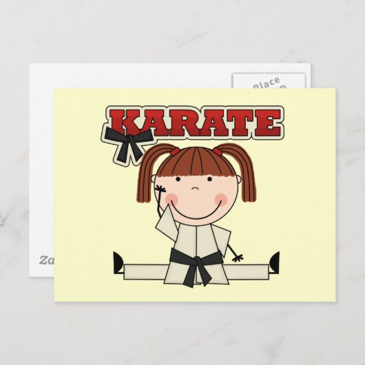 KARATE - Brunette Girl T-shirts en cadeautjes Briefkaart (Voorkant / Achterkant)
