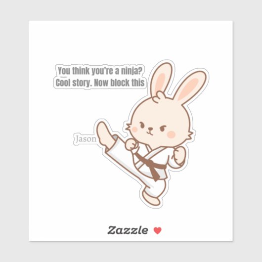 Karate Bunny Coffee Sticker (Vel)