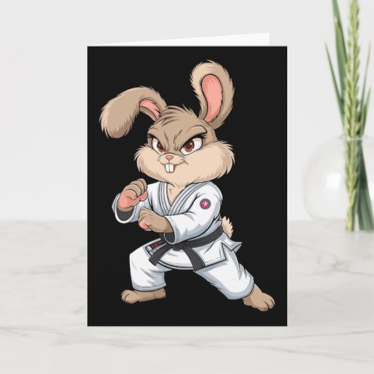 Karate Bunny Martial Arts Konijn Grappig Voor Kind Kaart (Voorkant)