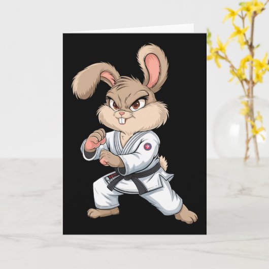 Karate Bunny Martial Arts Konijn Grappig Voor Kind Kaart (Gele Bloem)