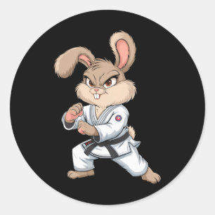 Karate Bunny Martial Arts Konijn Grappig Voor Kind Ronde Sticker